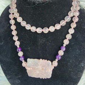 Vintage Asian Rose Quartz  necklace‎